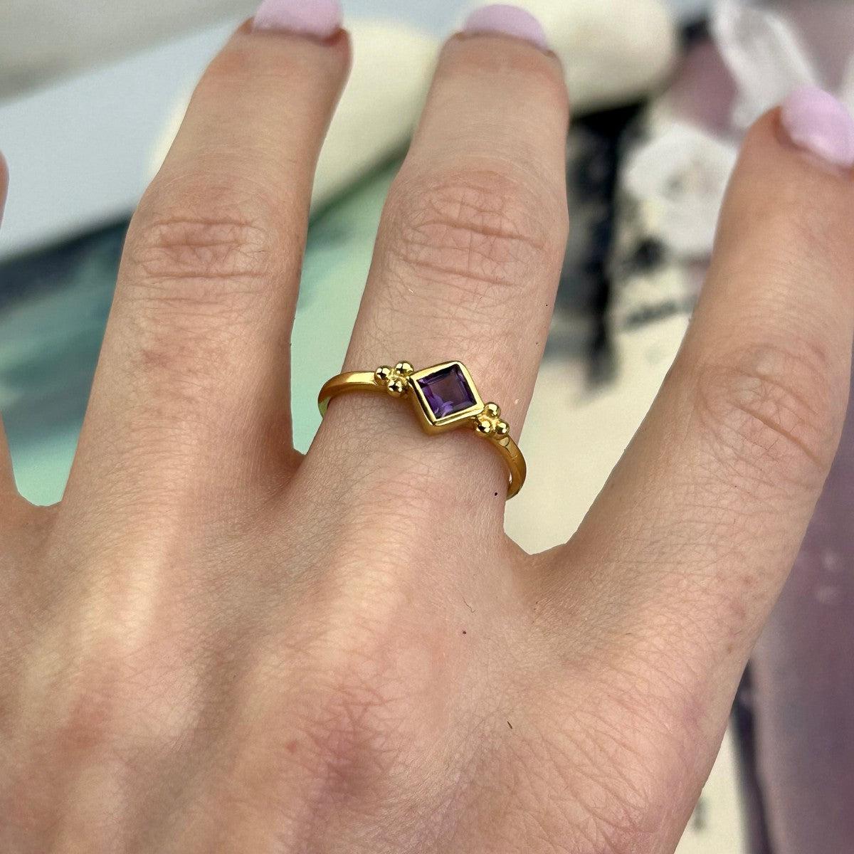 Amethyst Yellow Gold Ring