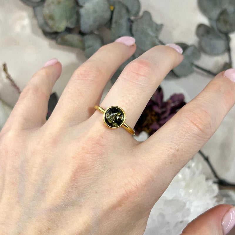 Baltic Assorted Amber Gold Plated Rings