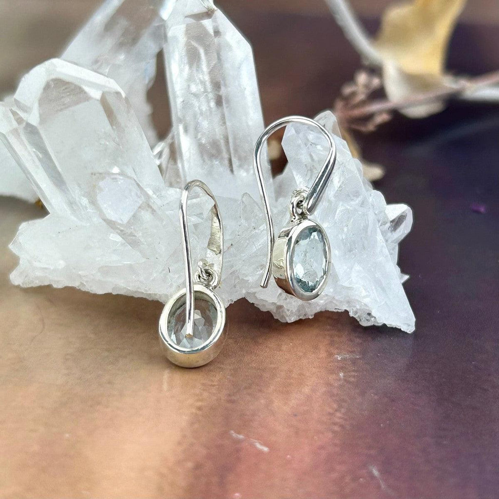 Aquamarine Oval Cut Drop Earrings