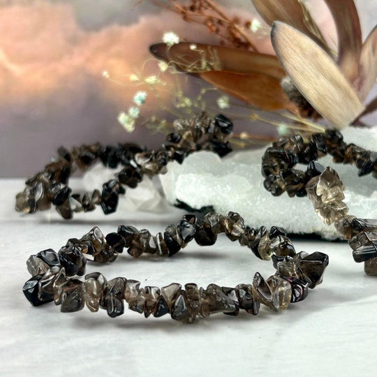 Smokey Quartz Chip Bead Crystal Bracelet