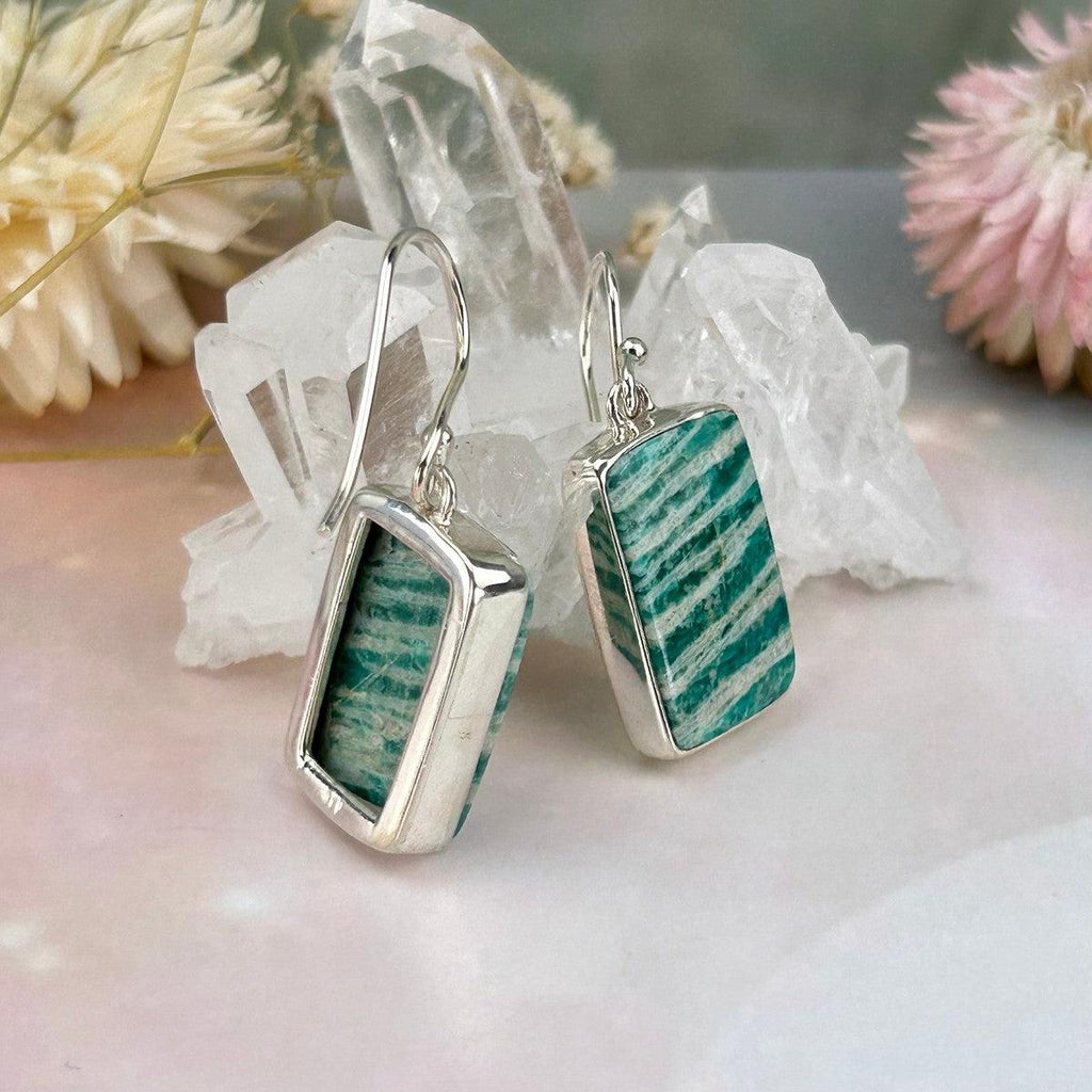 Unique Stone Silver Earrings