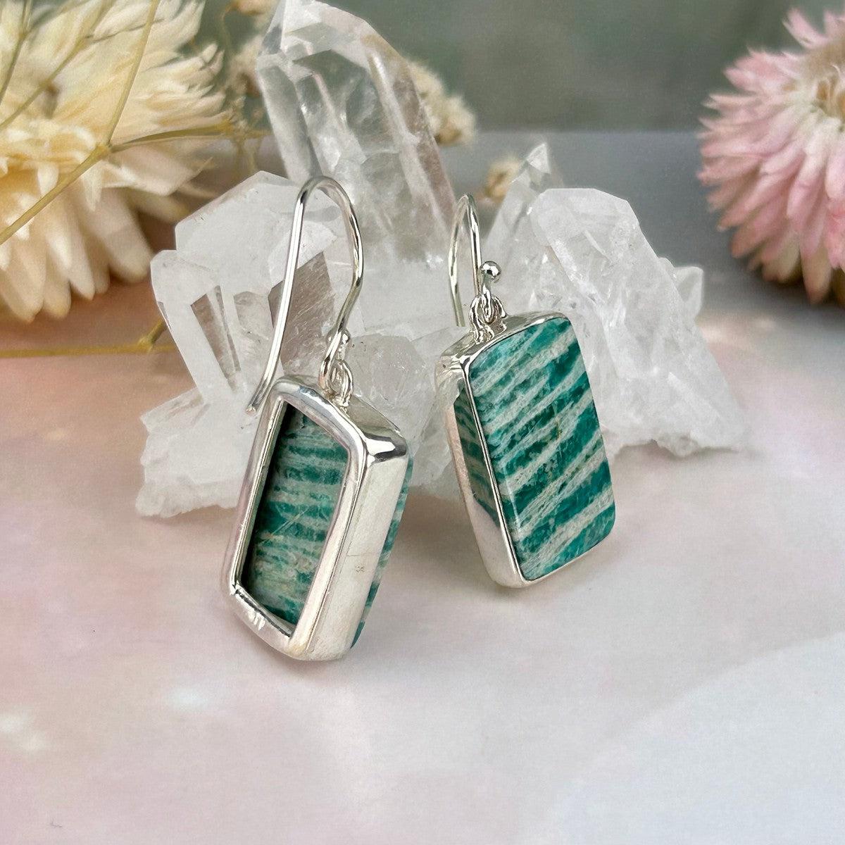 Unique Stone Silver Earrings