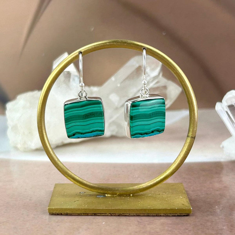 Malachite And Chrysocolla In Silver Earrings