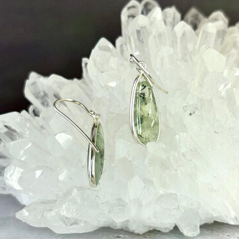 Green Stone Elongated Teardrop Earrings