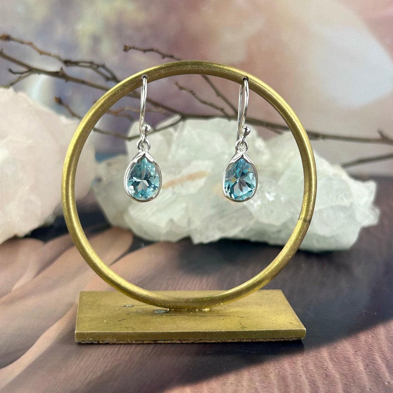 Pear Cut Blue Topaz Earrings