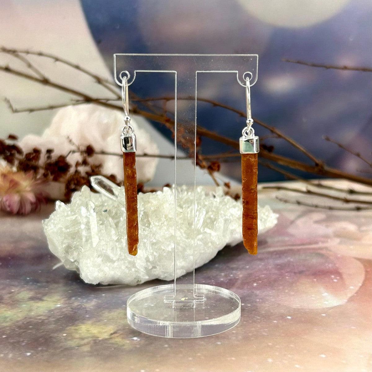 Raw Crystal Bar Earrings