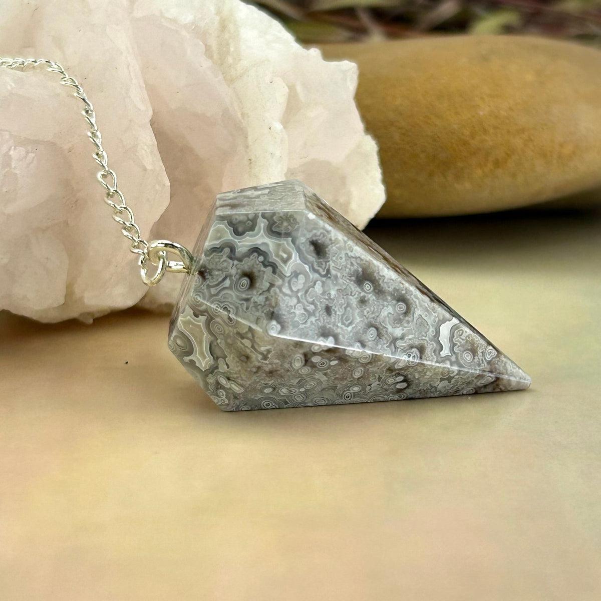 Swirly Pattern Stone Pendulum