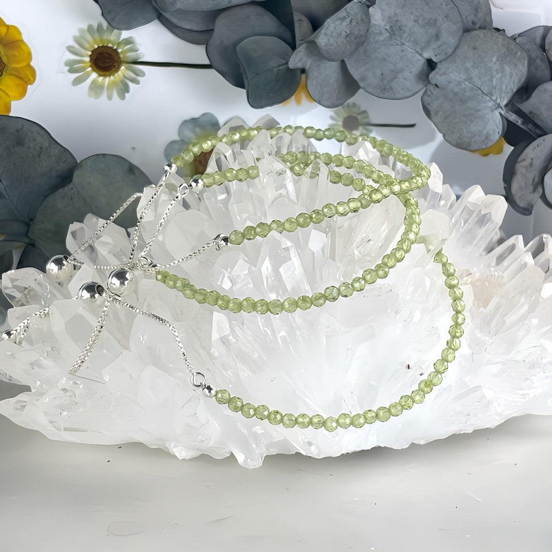 Peridot Crystal Bead Bracelet