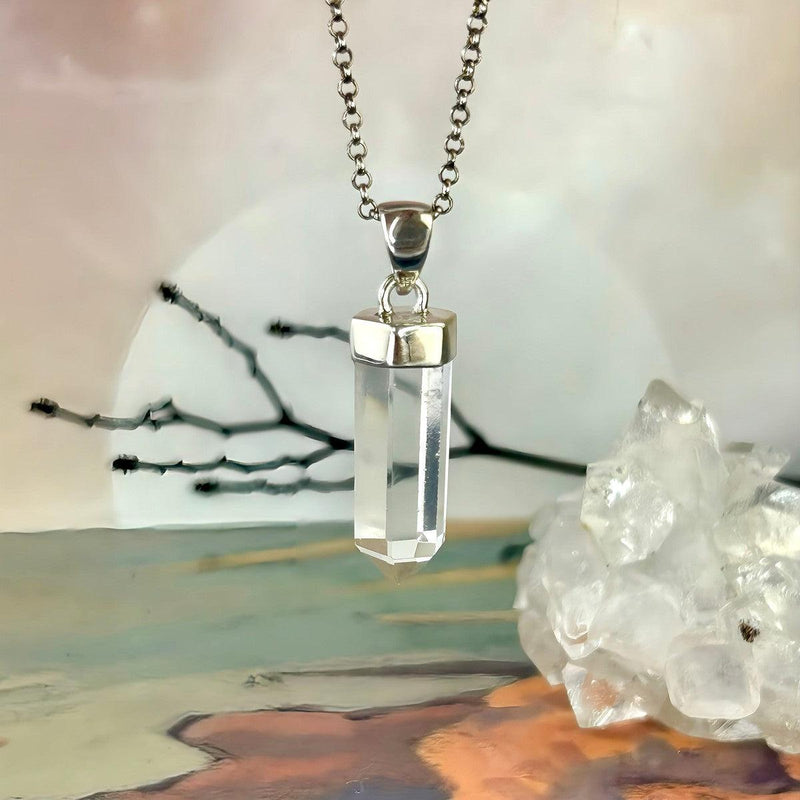 Clear Quartz In Silver Pendant