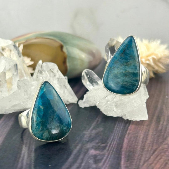 Apatite Teardrop Rings