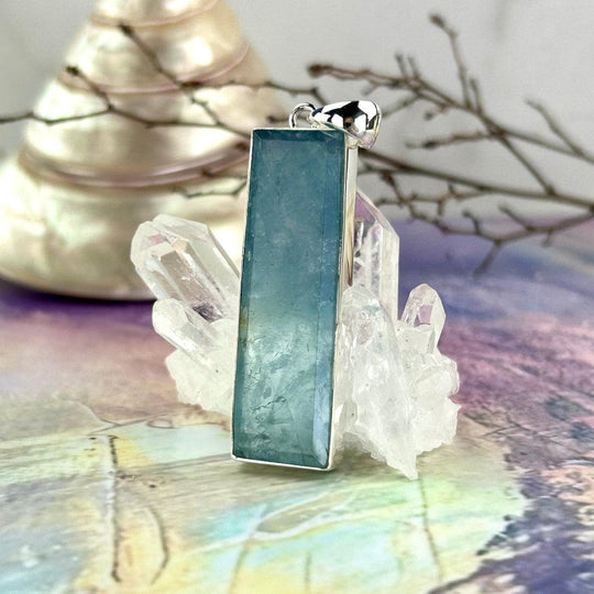 Aquamarine Rectangle Bar Pendant