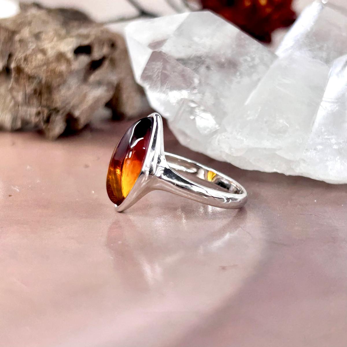 Orange And Yellow Amber Ring
