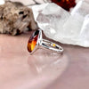Baltic Flame Amber Marquise Ring
