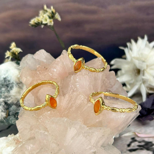 Carnelian Marquise Cut Gold Ring
