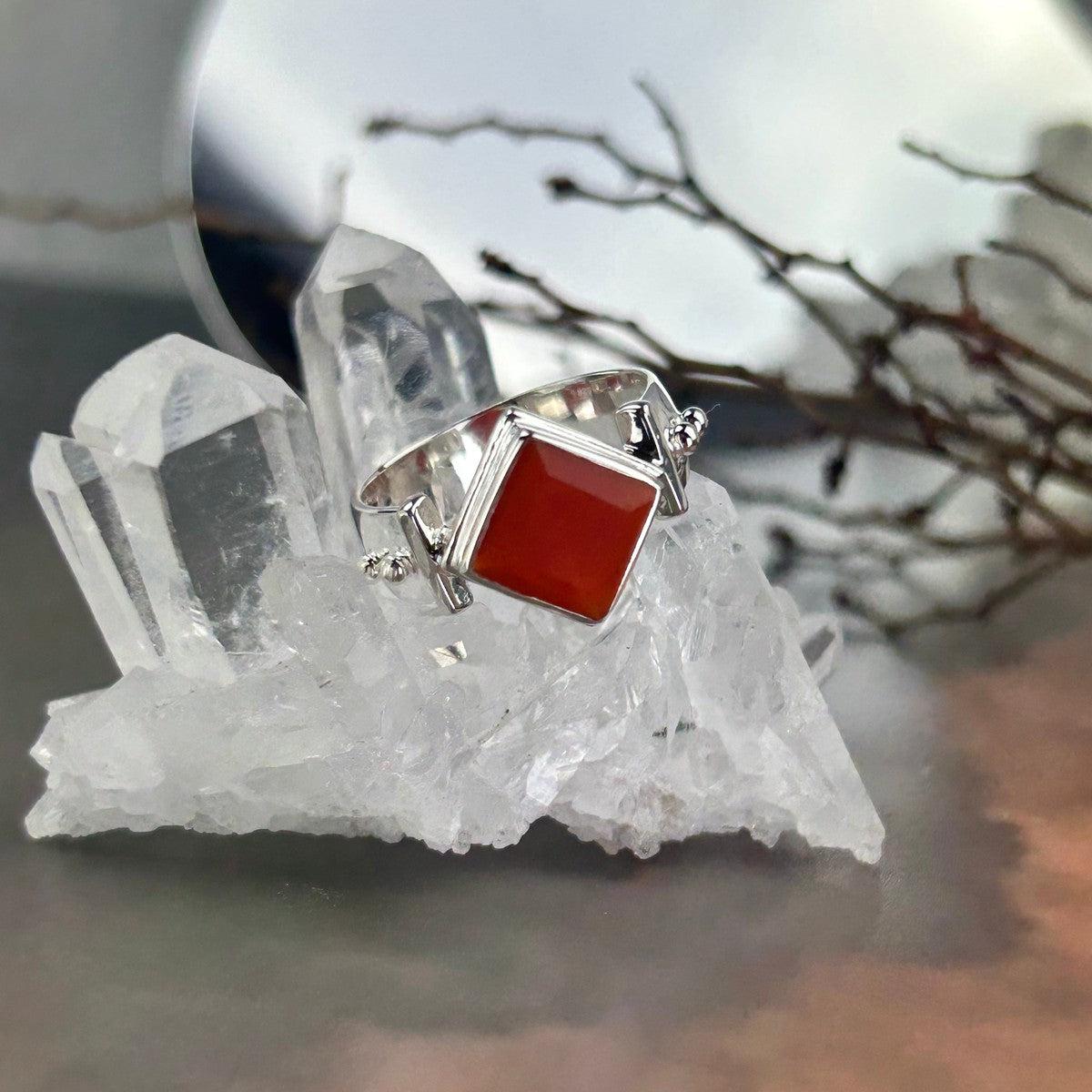 Carnelian Diamond Cut Ring