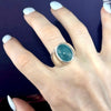 Aquamarine Oval Wide Band Ring