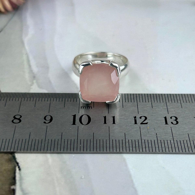 Rose Quartz Square Cocktail Ring