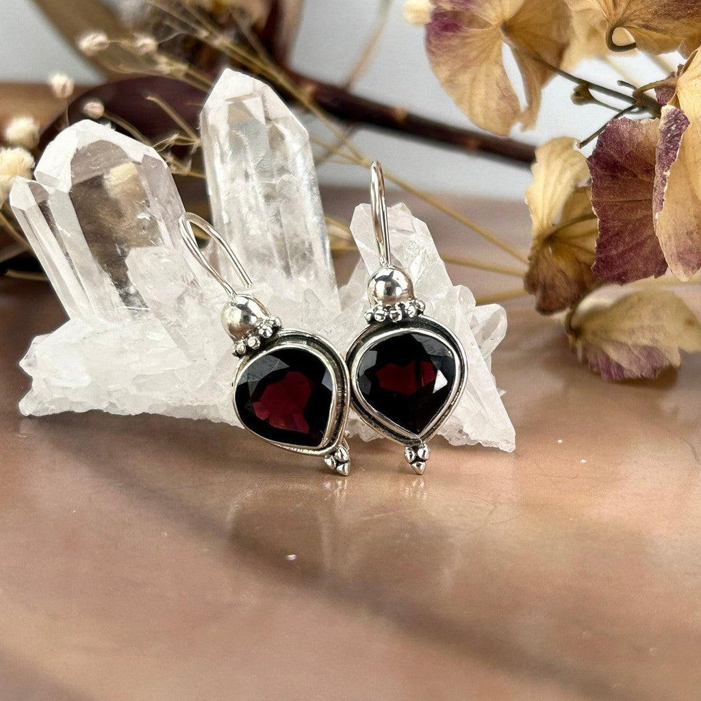 Garnet Sterling Silver Earrings