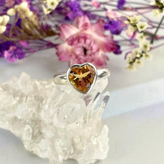 Citrine Heart Ring