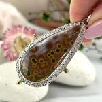 Patterned Crystal Silver Pendant