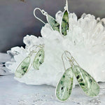 Prehnite With Epidote Drop Earrings