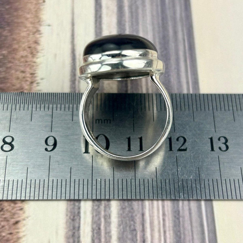 Black Oval Crystal Ring