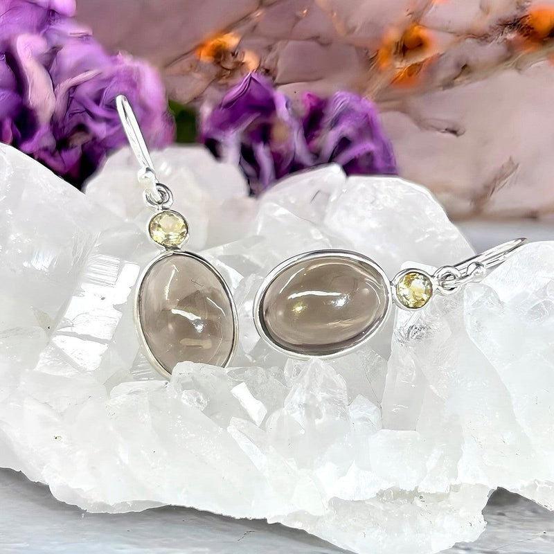 Smokey Quartz And Citrine Earrings