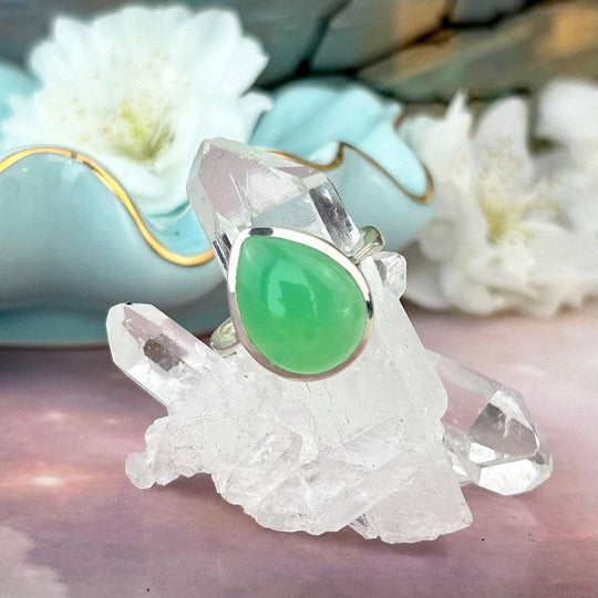 Chrysoprase Wide Teardrop Ring