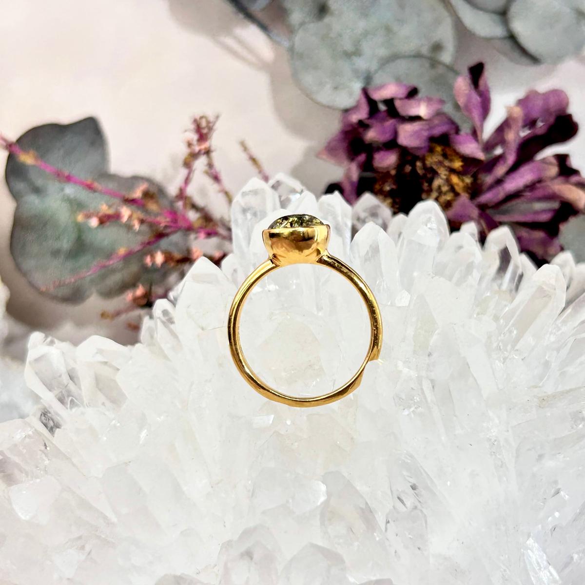 Contemporary Gold Amber Ring