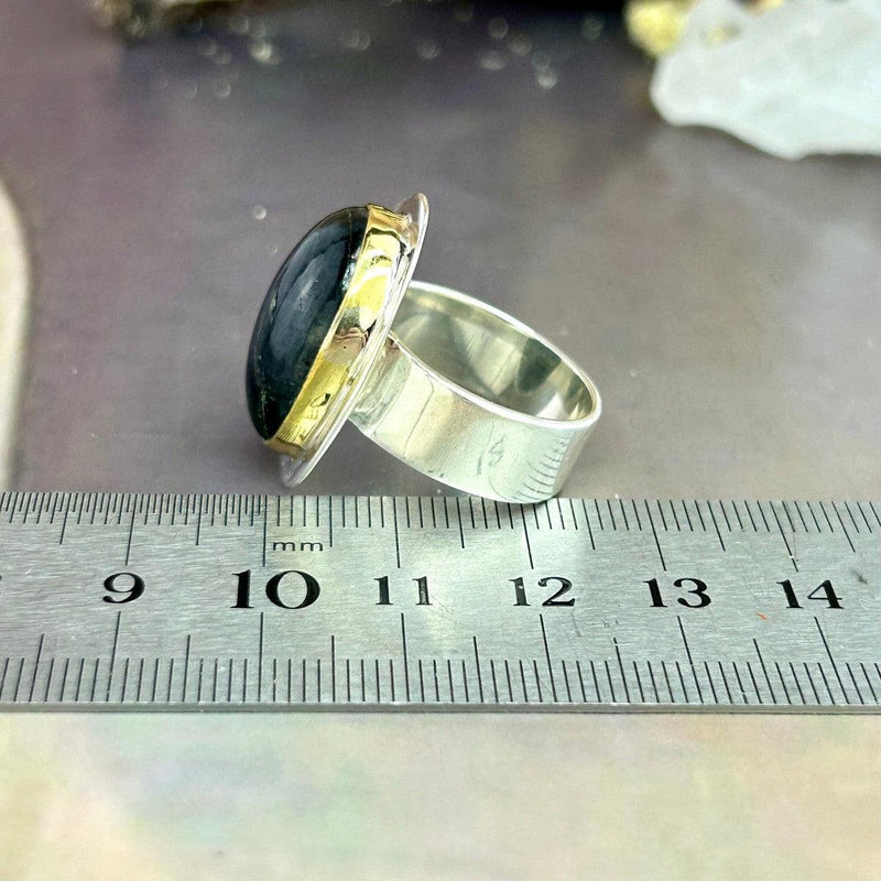 Labradorite Oval Brass Rim Ring