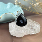 Black Polished Crystal Ring