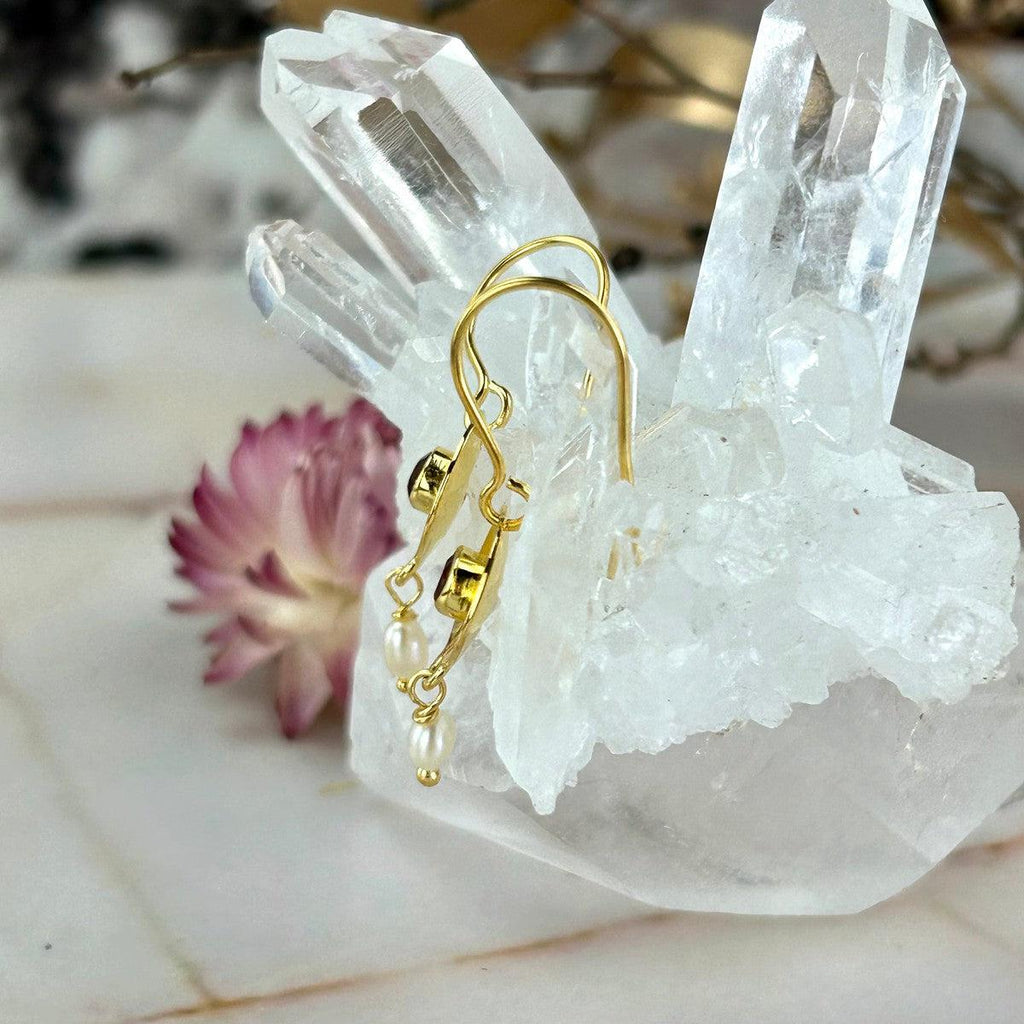 Garnet Yellow Gold Drop Earrings