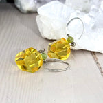 Chunky Amber Silver Earrings
