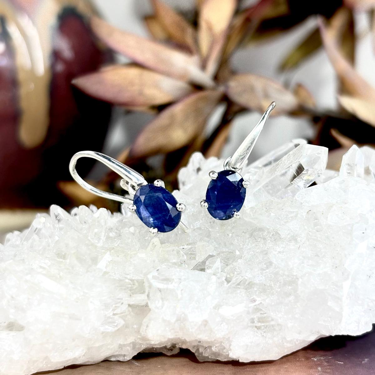 Deep Blue Sapphire Earrings