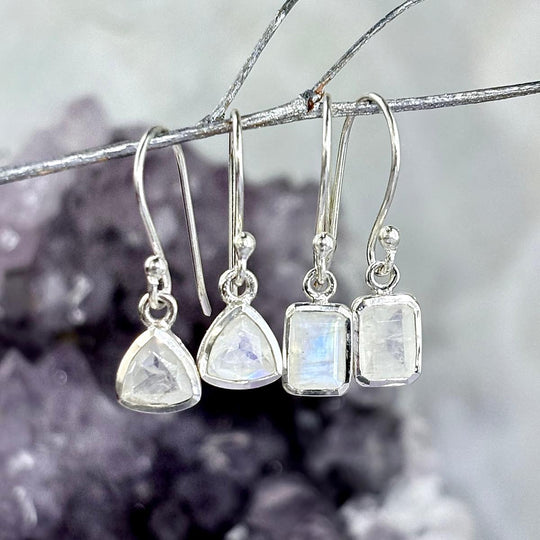 Rainbow Moonstone Assorted Shape Drop Earrings