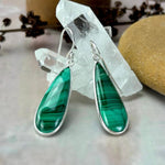 Green Crystal Silver Earrings