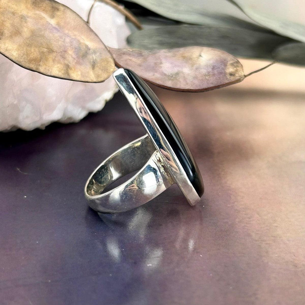 Golden Obsidian Teardrop Ring