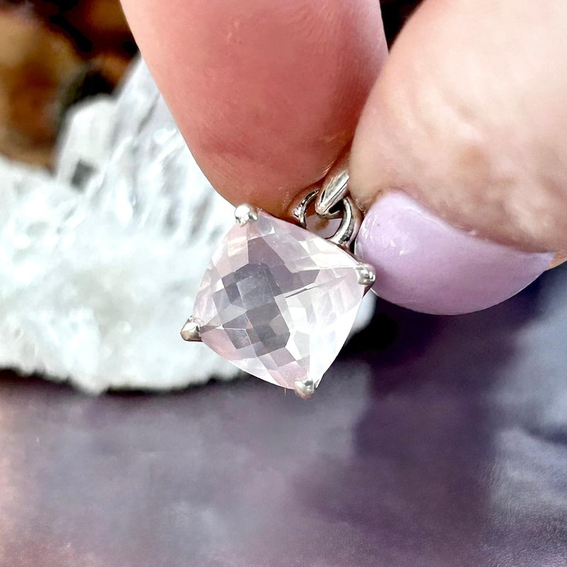 Pink Crystal Square Pendant