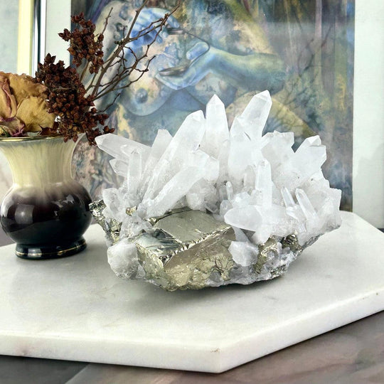 Clear Quartz Multi Point & Pyrite High Grade Crystal Cluster 1785g