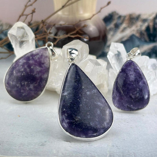 Lepidolite Teardrop Pendants