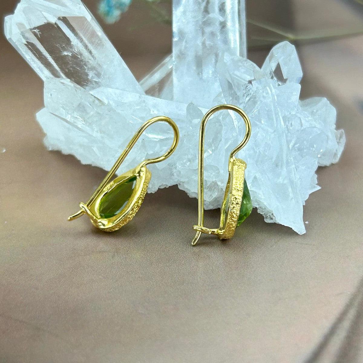 Peridot Teardrop Drop Earrings