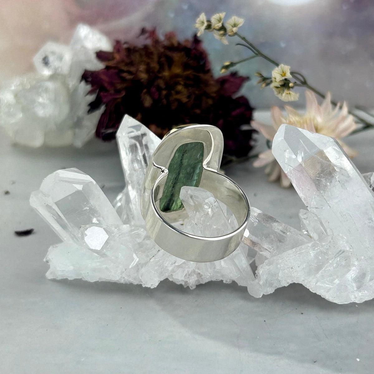 Green Kyanite Bar Ring