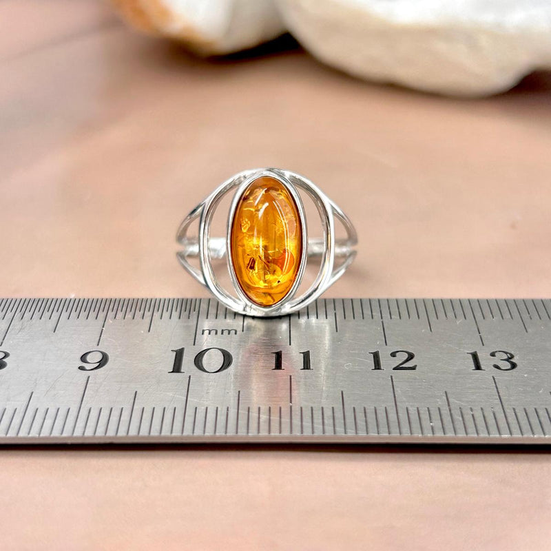 Baltic Cognac Amber Oval Ring