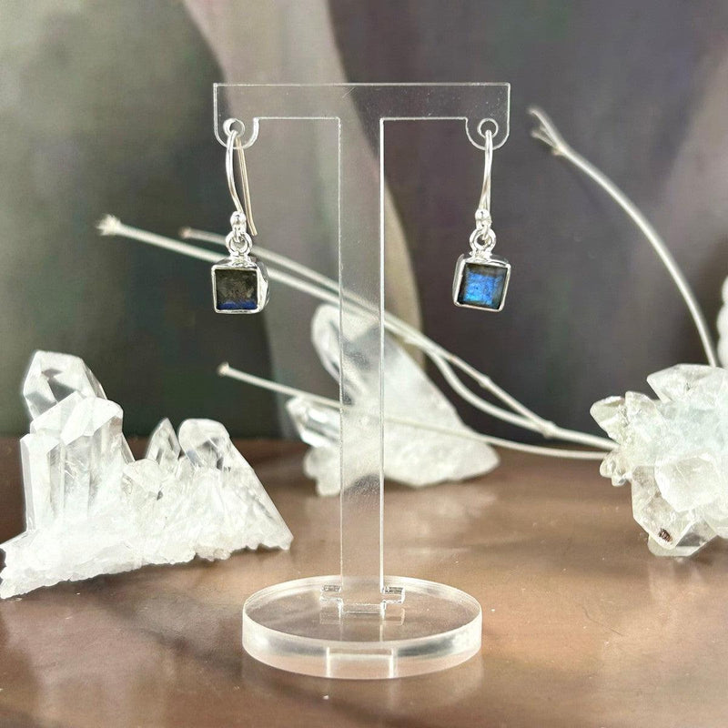 Labradorite Square Drop Earrings