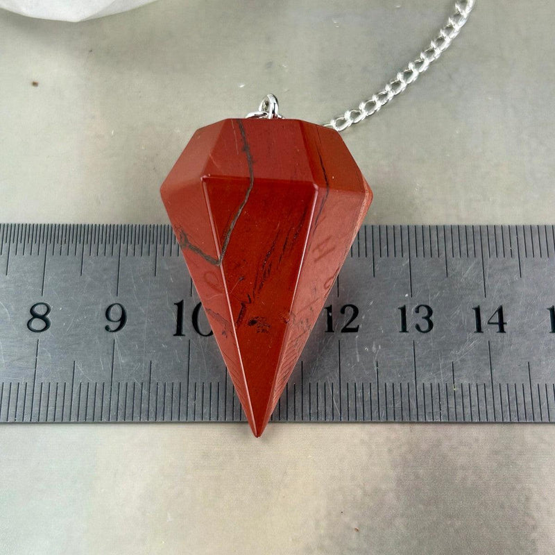 Red Jasper Pendulum On Silver Chain