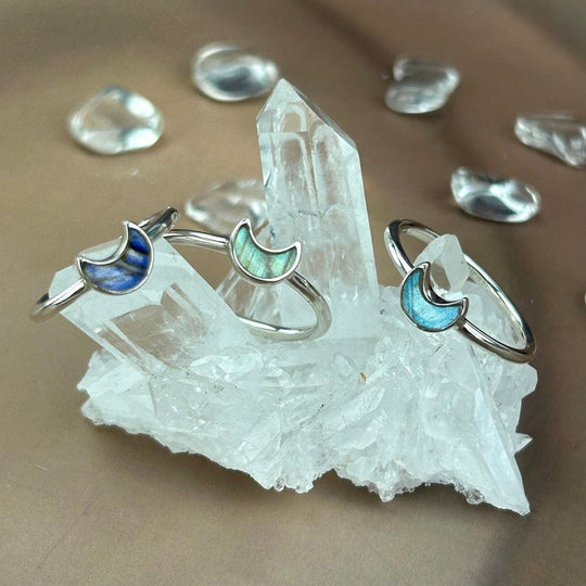 Labradorite Crescent Moon Stackable Rings