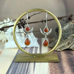 Carnelian Crescent Moon Drop Earrings