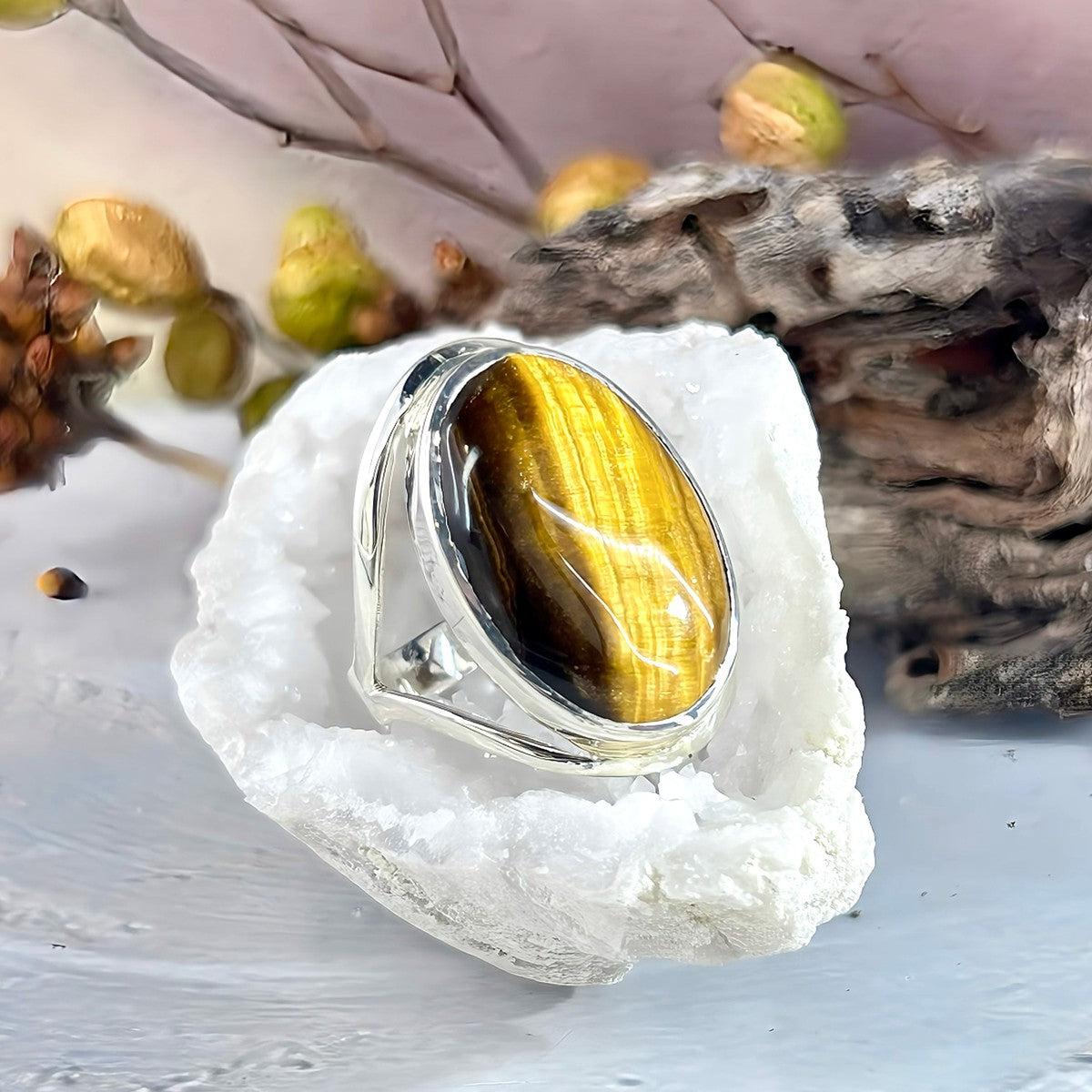 Golden Tiger's Eye Split Band Ring