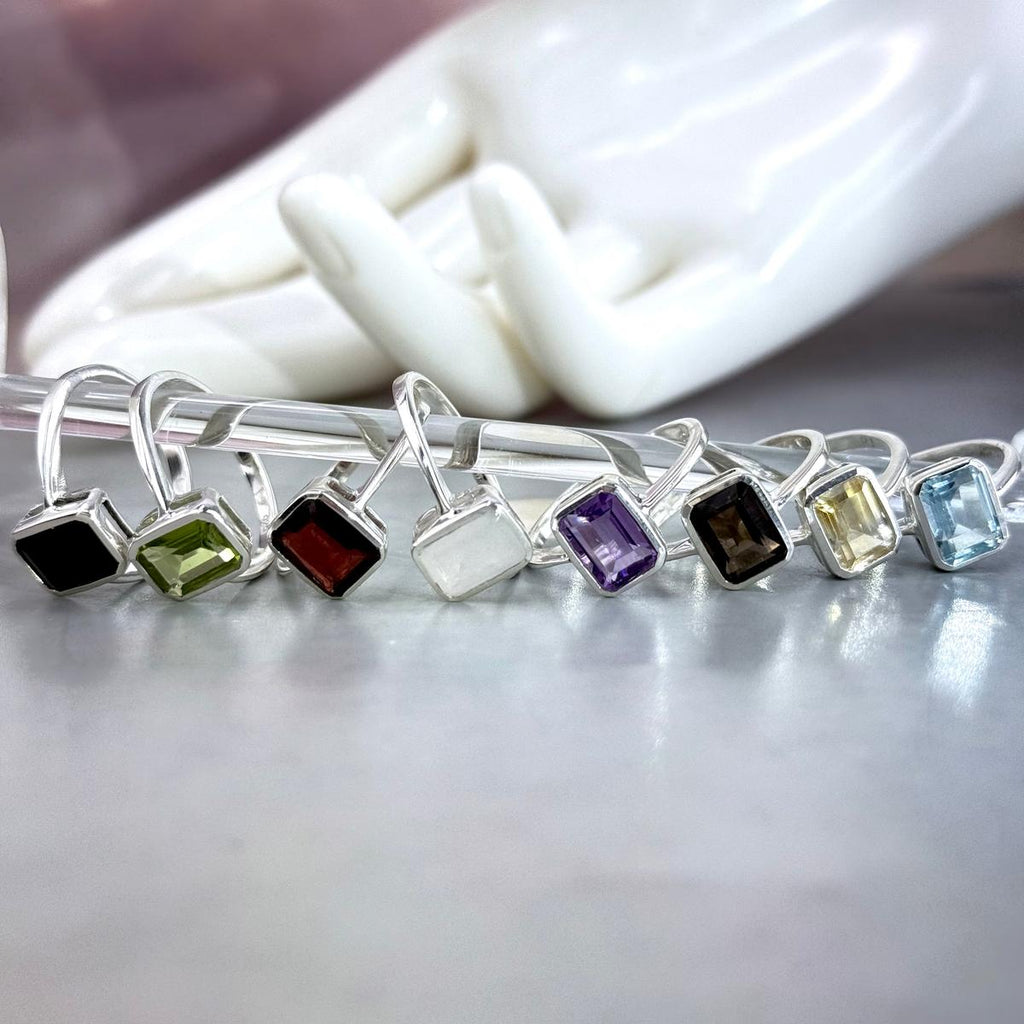 Assorted Gemstone Emerald Cut Ring