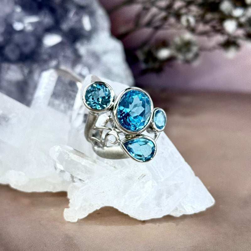 Swiss Blue Topaz Cocktail Ring
